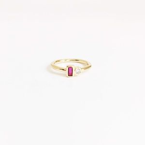 Ruby and cubic zirconia yellow gold plated ring